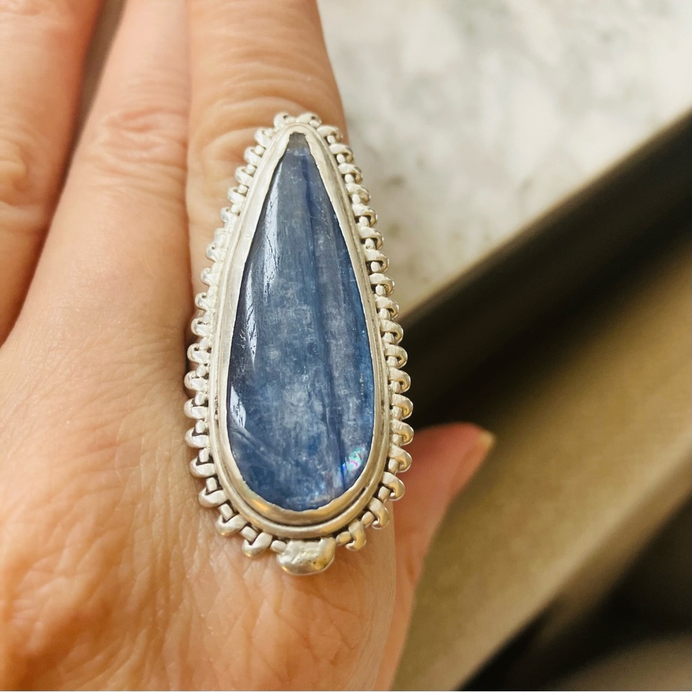 Blue Kyanite Teardrop Ring, 11.25